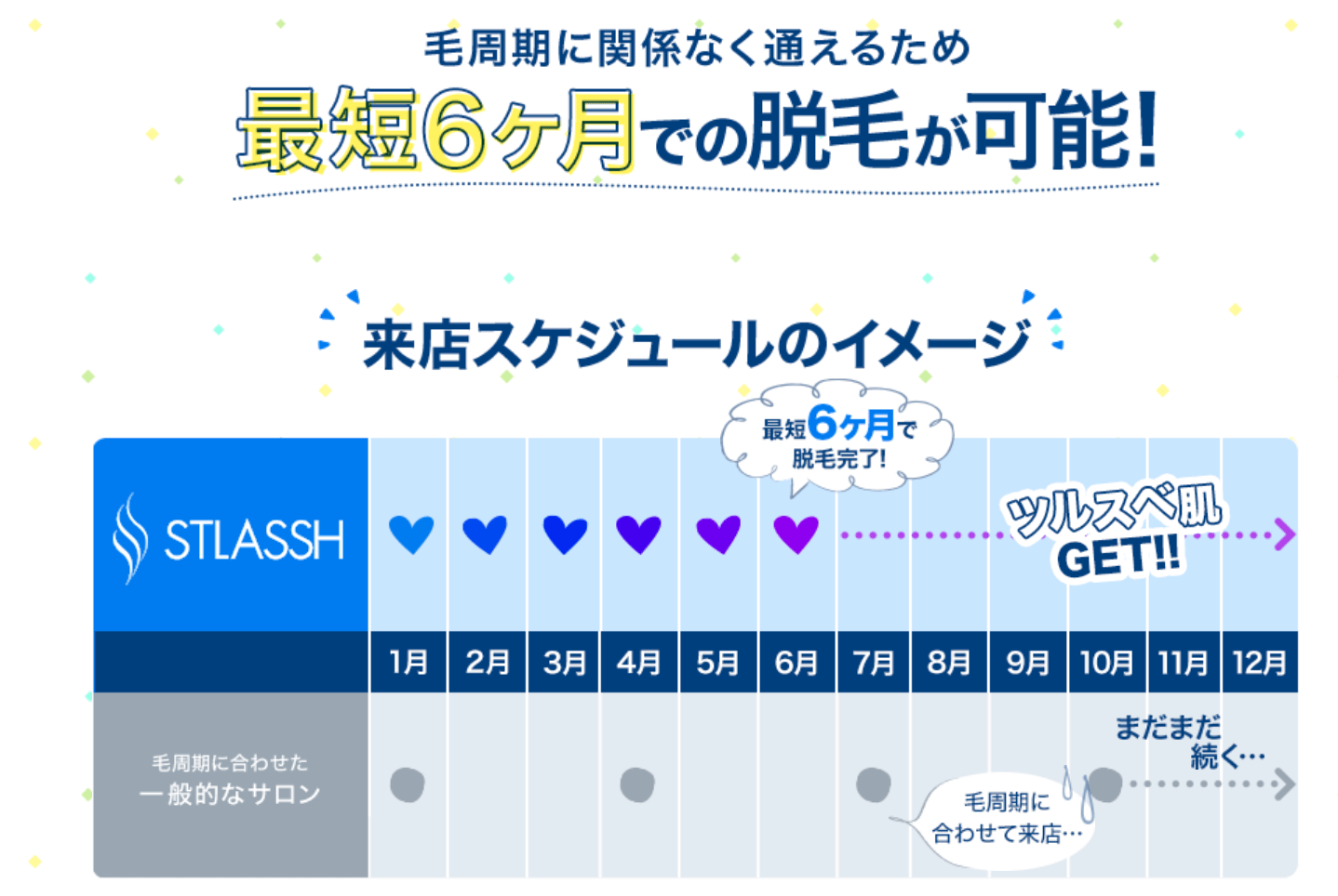 ストラッシュは最短6ヶ月で脱毛可能