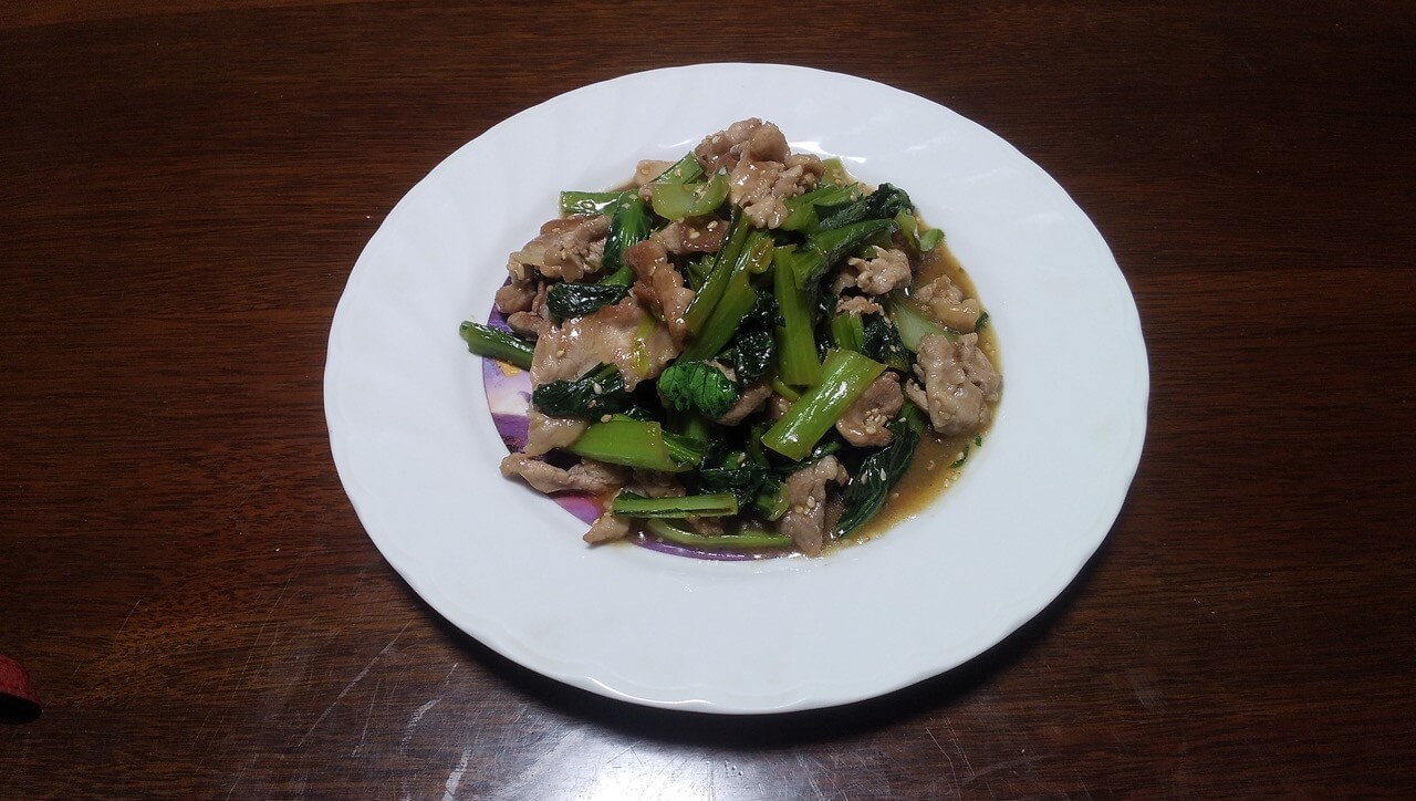 あさイチの小松菜と豚肉の甘酢炒めを作ってみました！